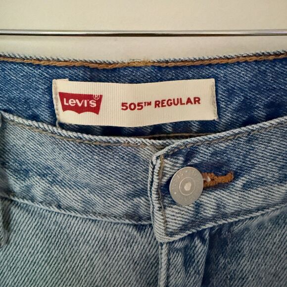 Levis 505 Light Stonewash Straight Leg Non Stretch Cotton Classic Jean Men 29x29 - Picture 4 of 9